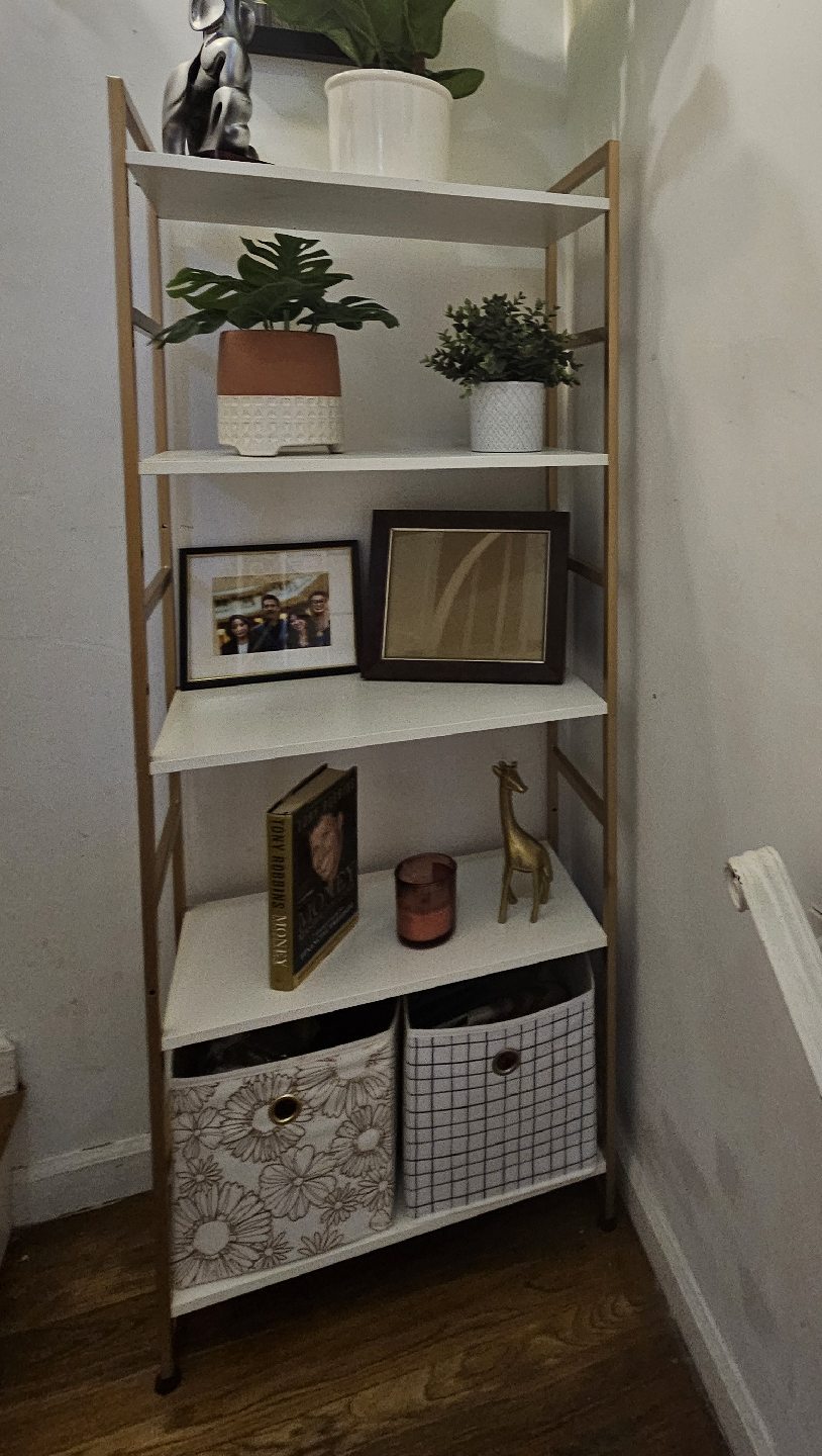 White & Gold 5-Tier Bookshelf