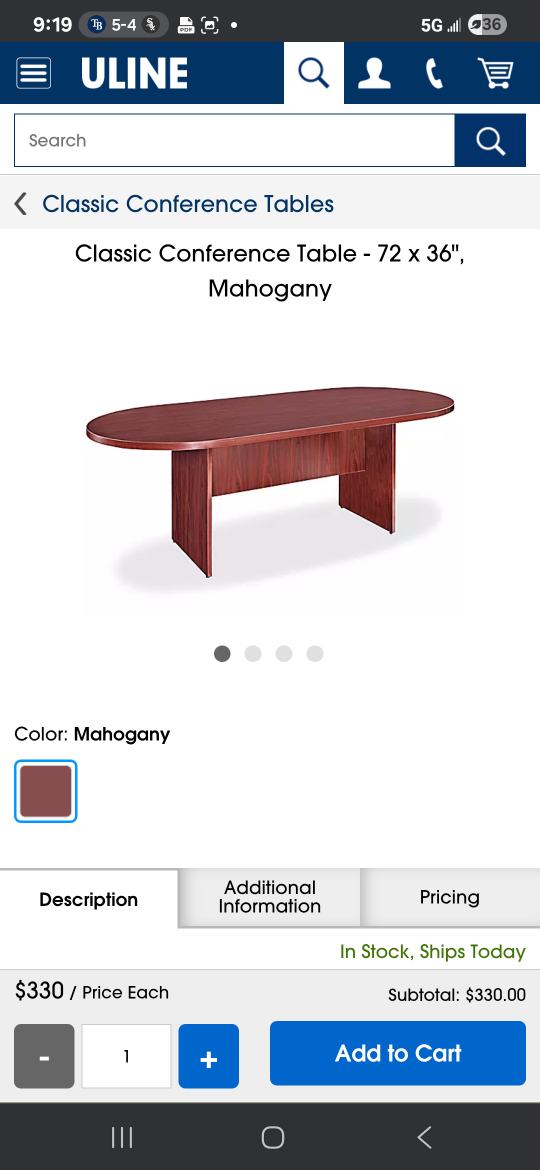 Uline Classic Conference Table - Mahogany