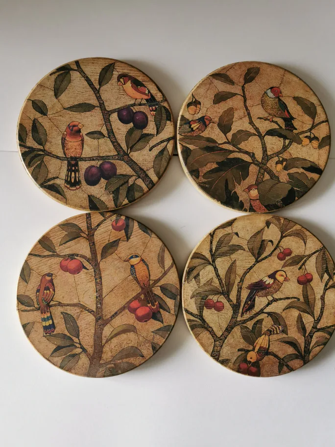 Cracker Barrel Mugs & Bird Pictured Coasters Set thumbnail