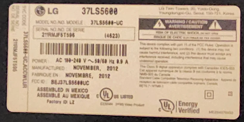 LG 37LS5600 37" LCD TV image indicator(4)