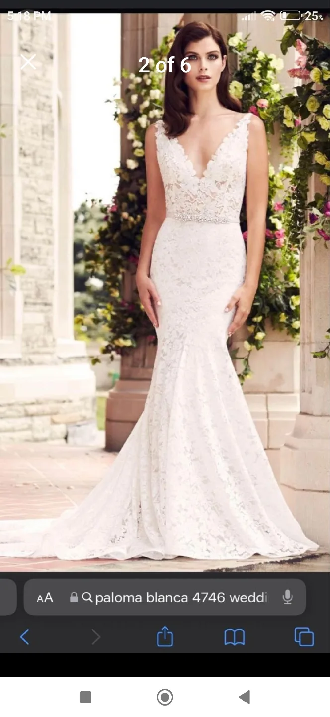 Paloma Blanca 4746 Wedding Dress - Nude/Rose, Fitted image indicator(2)