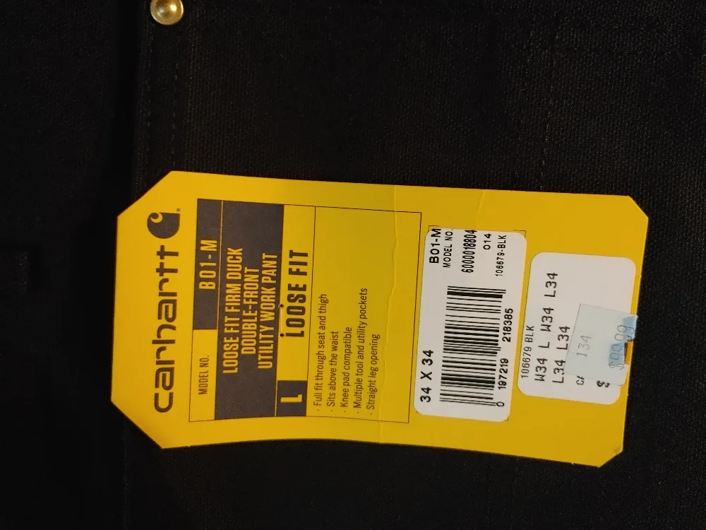 New Carhartt B01-M Loose Fit Work Pants 34x34 image indicator(5)