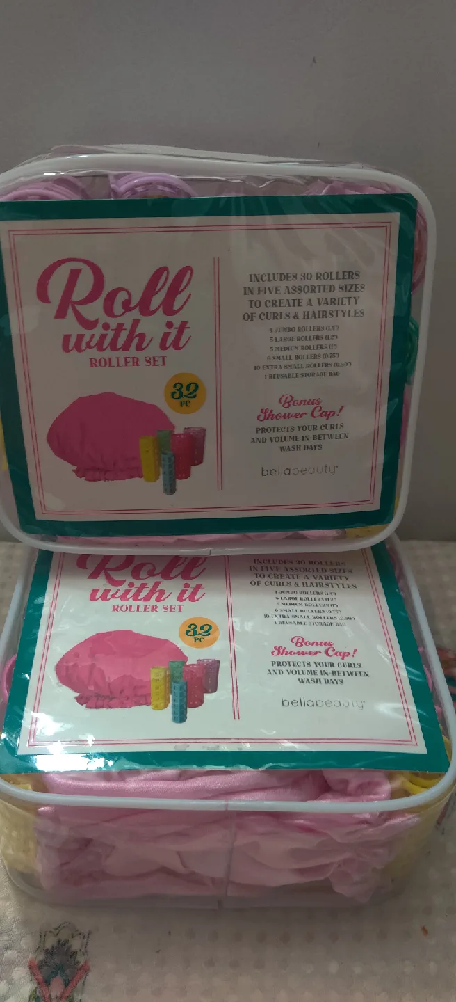Hair Roller set. 32 peices x2 packs each with bonus shower cap thumbnail