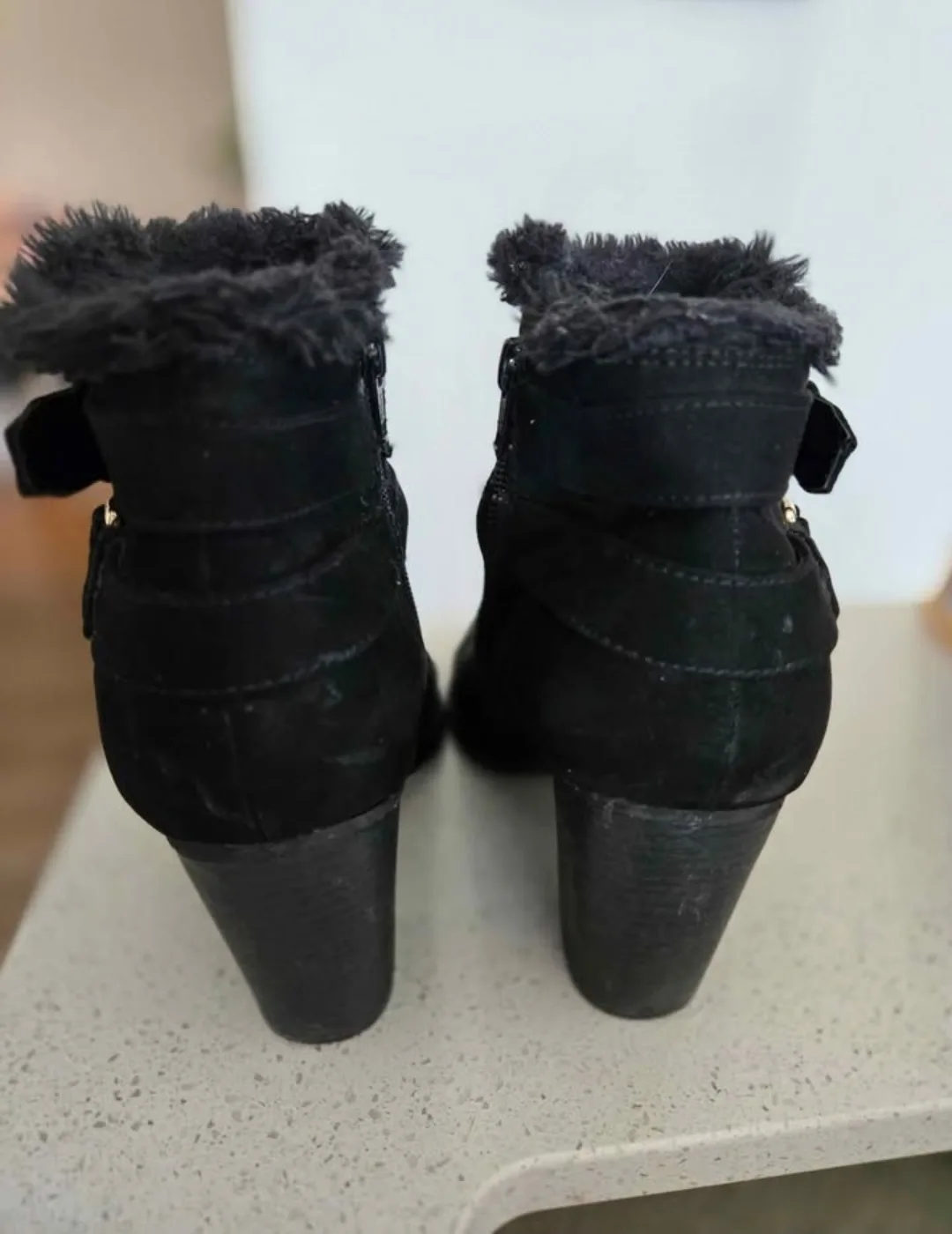 EUC Guess Black Suede Ankle Boots image indicator(2)