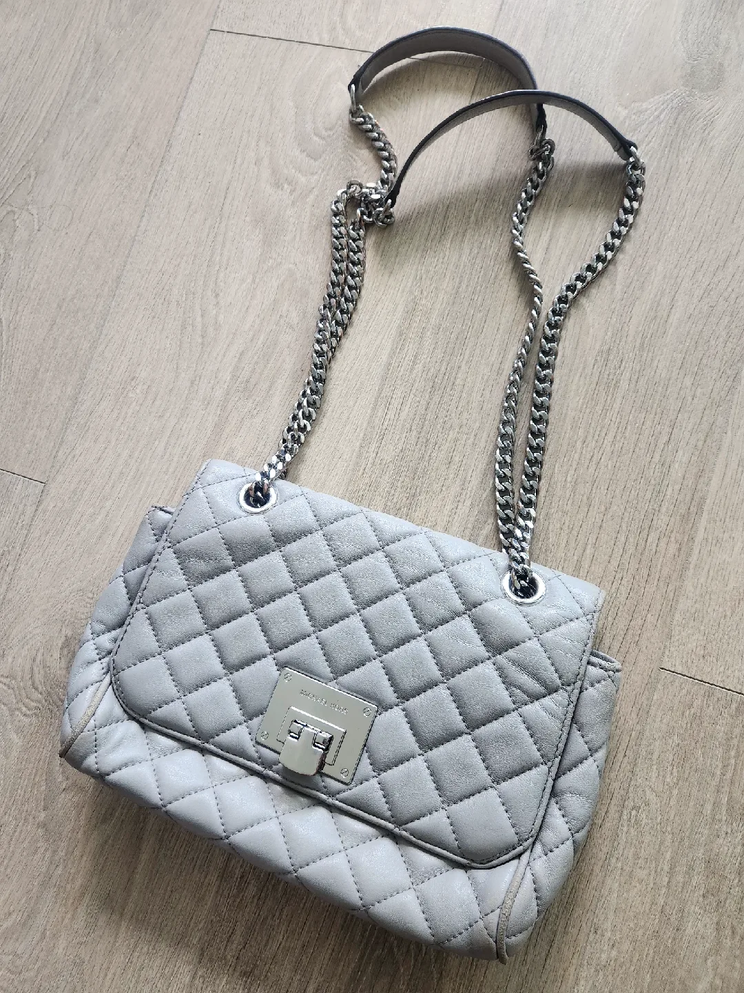 Michael Kors Grey Quilted Shoulder or Crossbody Bag image indicator(2)