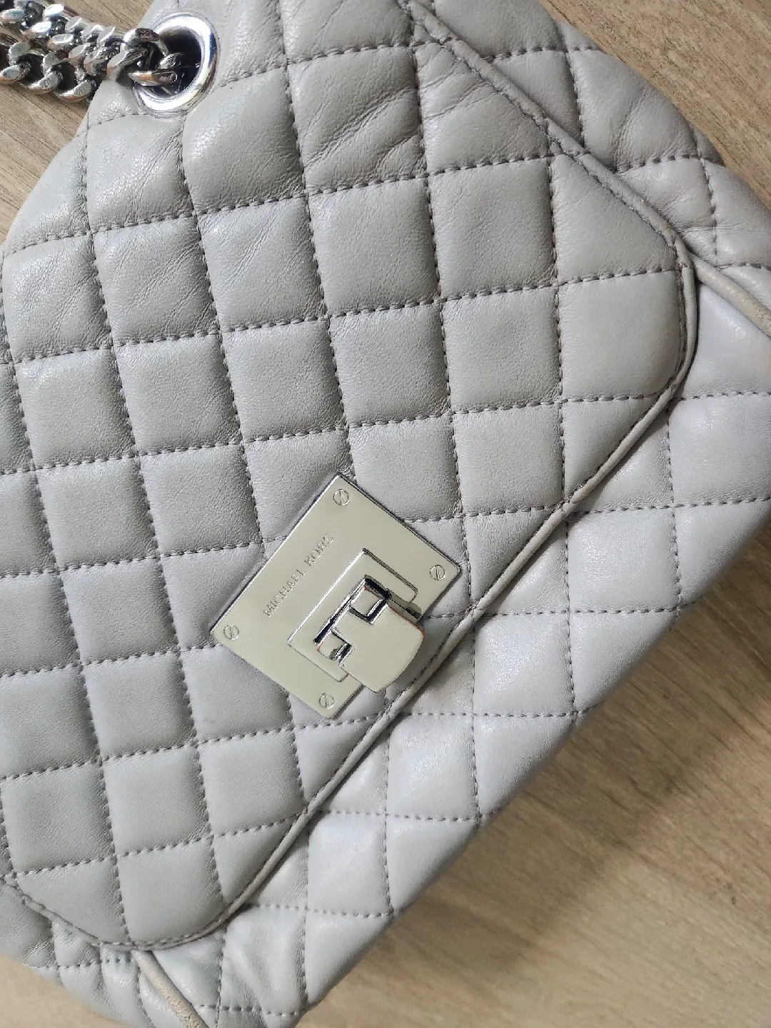 Michael Kors Grey Quilted Shoulder or Crossbody Bag image indicator(5)