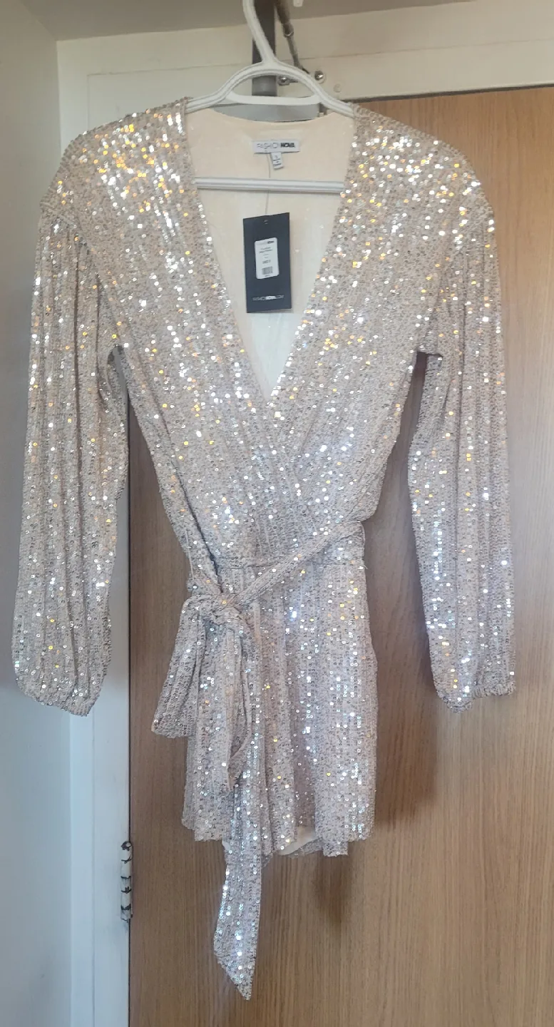 Fashion Nova Diva Shine Sequin Romper - Size S