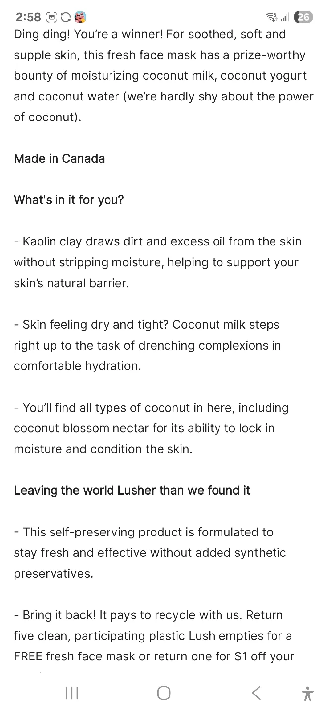 Lush Coconut Shy Fresh Face Mask image indicator(2)