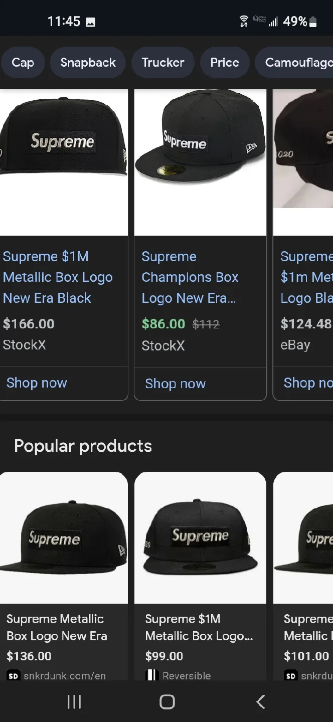 SUPREME / NEW ERA $1M Mettalic Box Logo Hat image indicator(6)