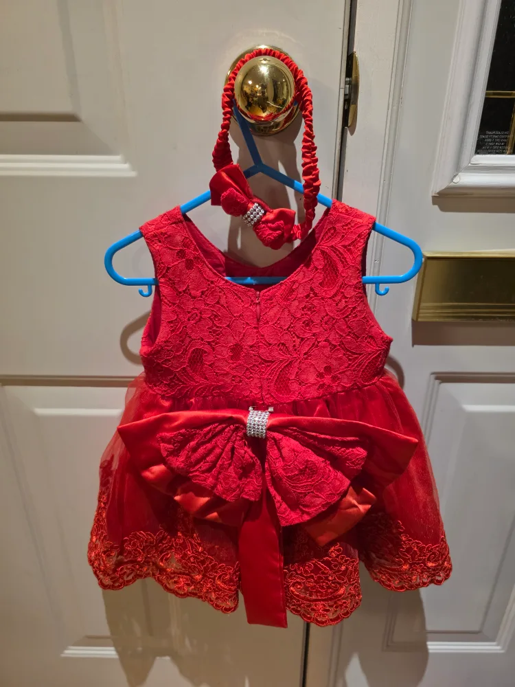 Red Baby Dress with Headband thumbnail