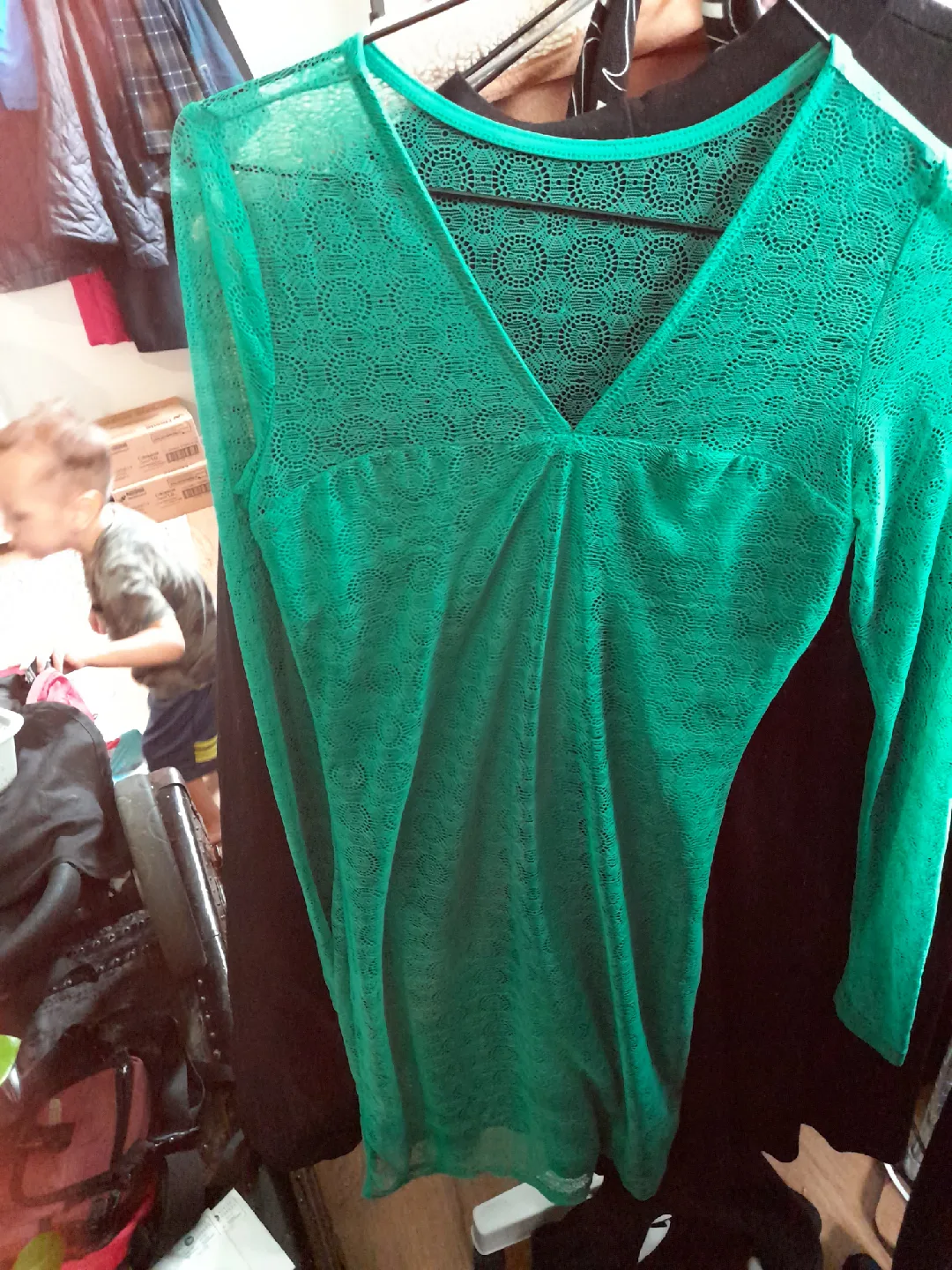 Dynamite Green Lace Dress - Size TP/XS thumbnail