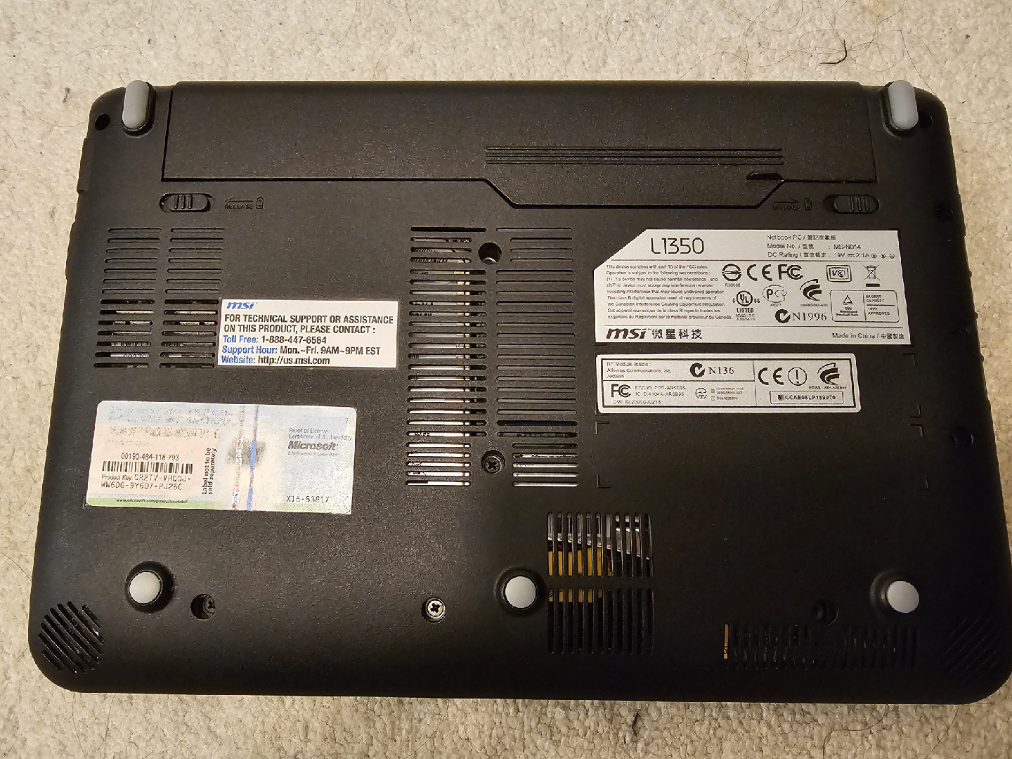 MSI L1350 10.1" Netbook Intel Atom N450 2GB-250GB Windows 7 - photo 3