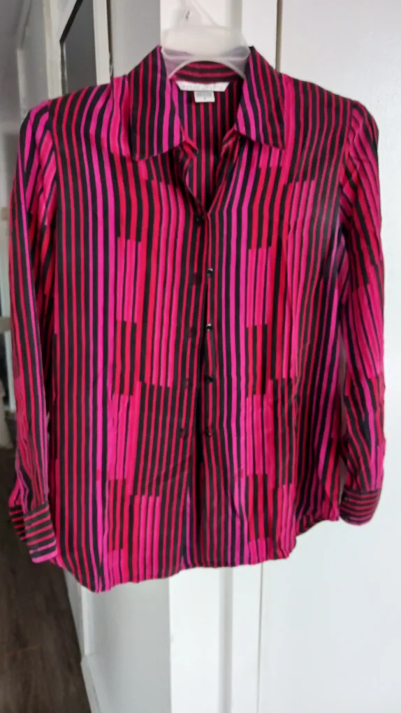 Peter Nygård Striped Blouse - Size 6 thumbnail