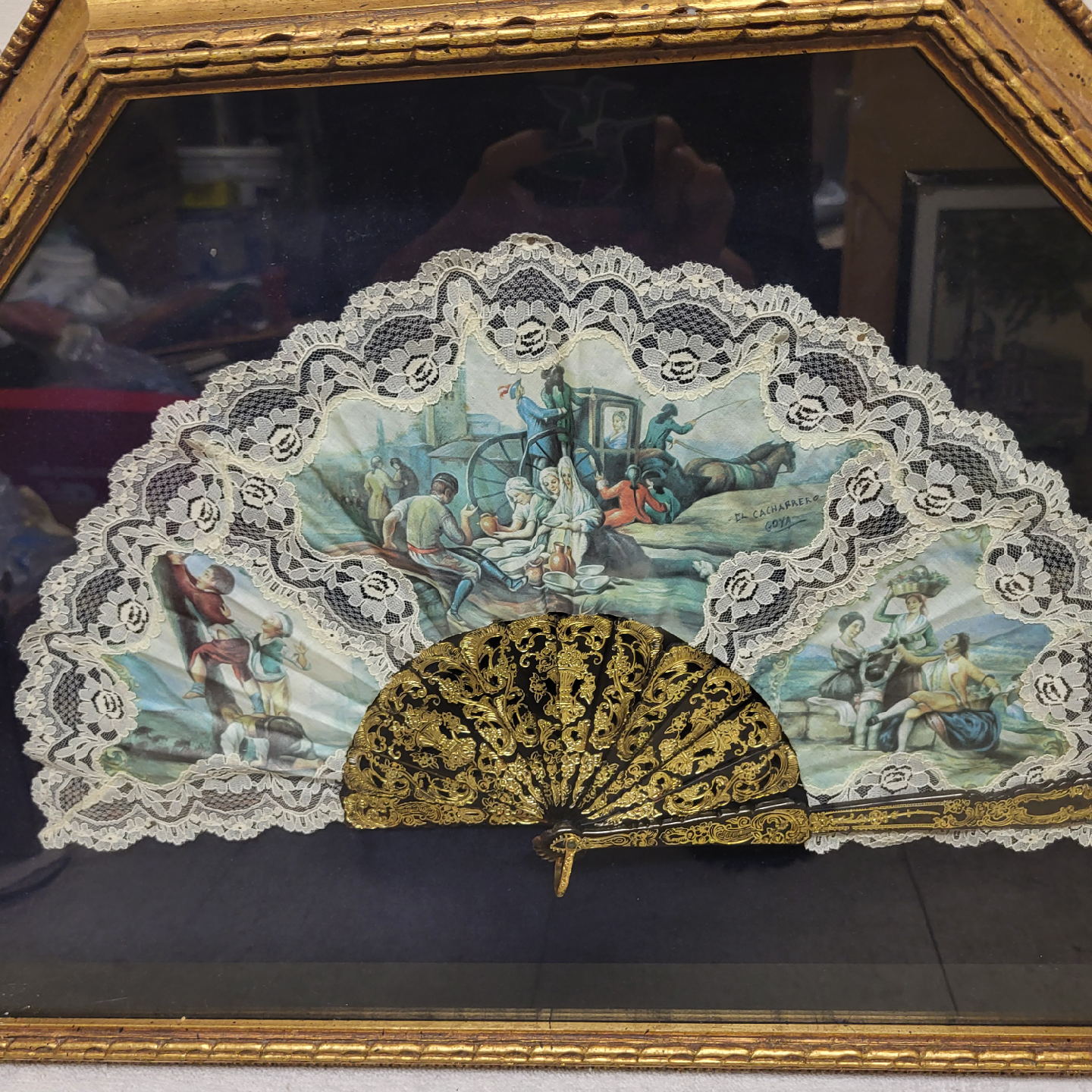 Framed Antique Fan Art 19 x 26 x 3 - photo 3