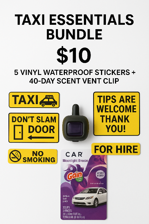 Taxi Essentials Bundle - Stickers & Vent Clip