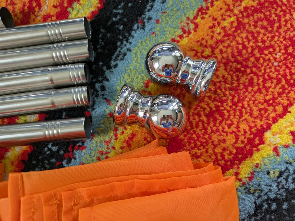 Orange Sheer Curtain Set with Rod image indicator(4)