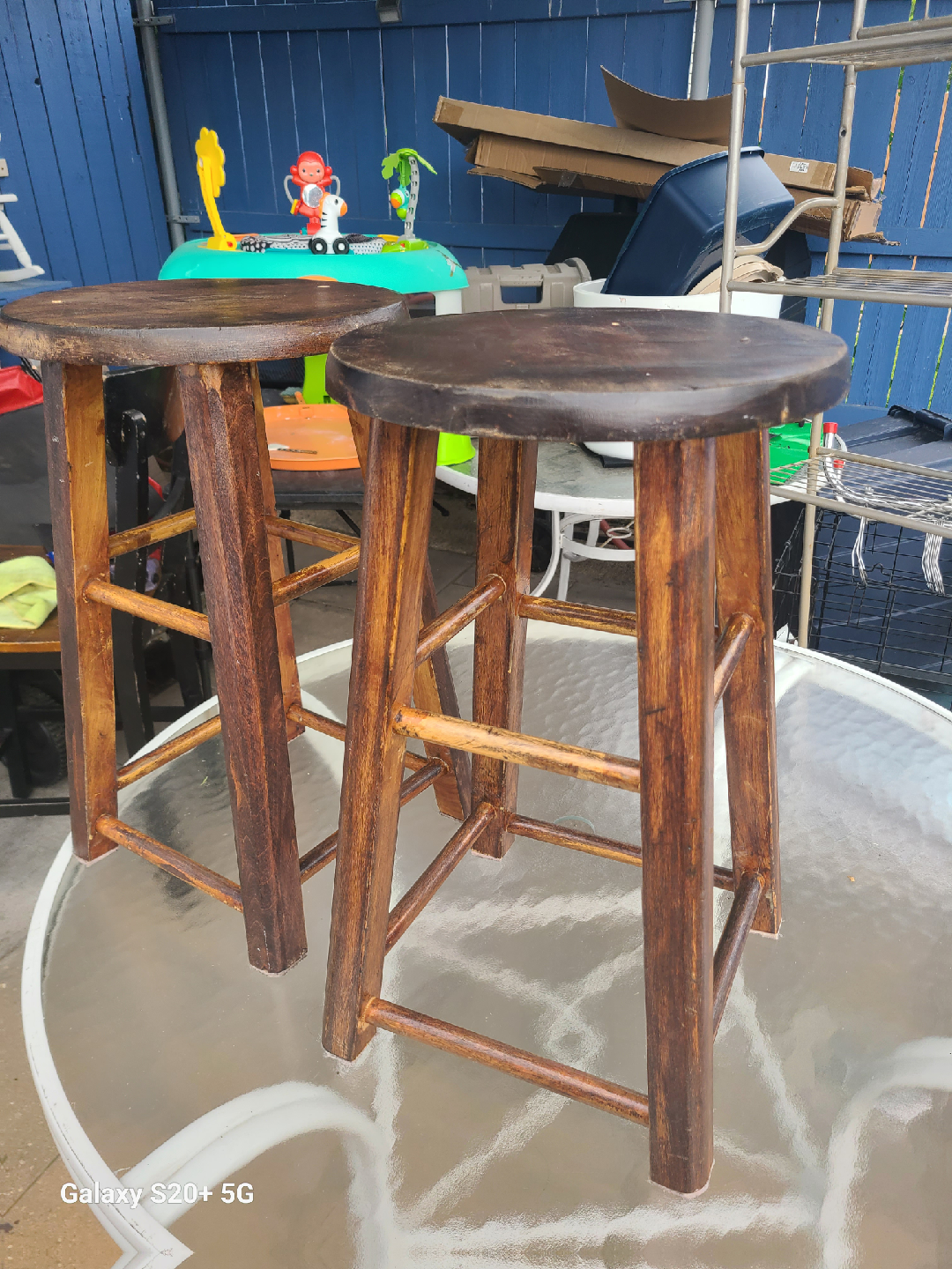 Set of 2 Wooden Bar Stools