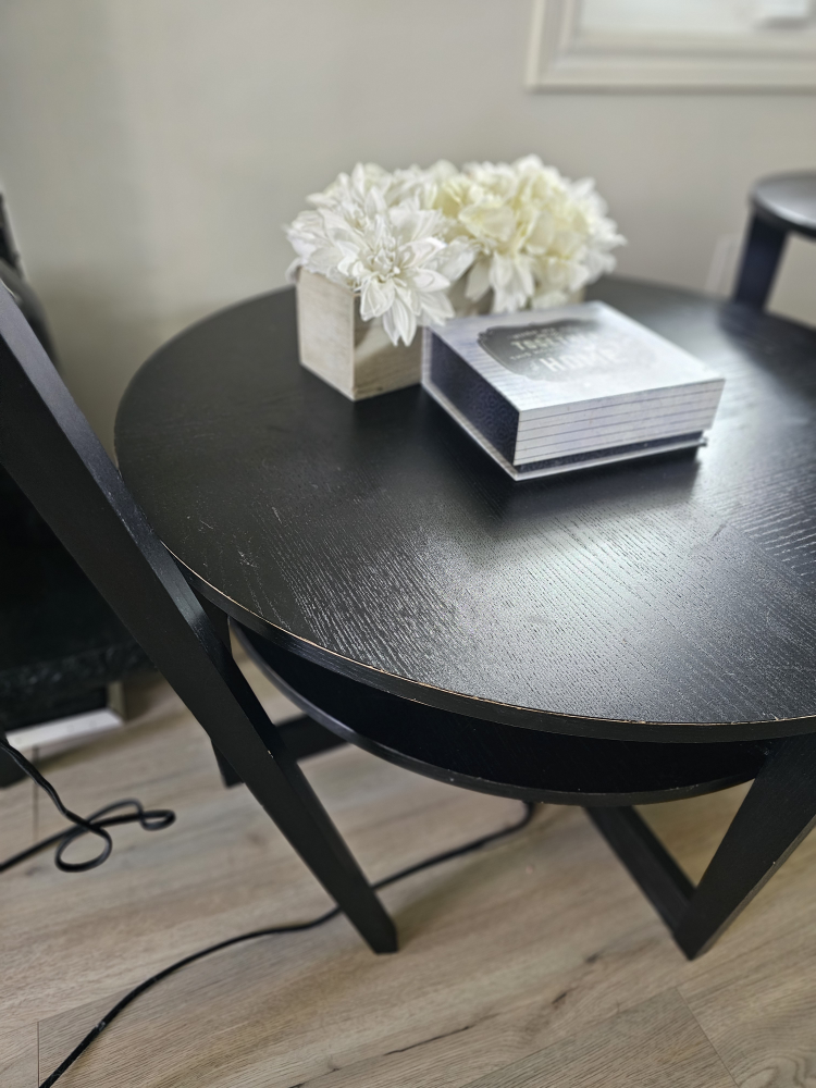 Black Round Side Table & Floor Lamp Set - photo 5