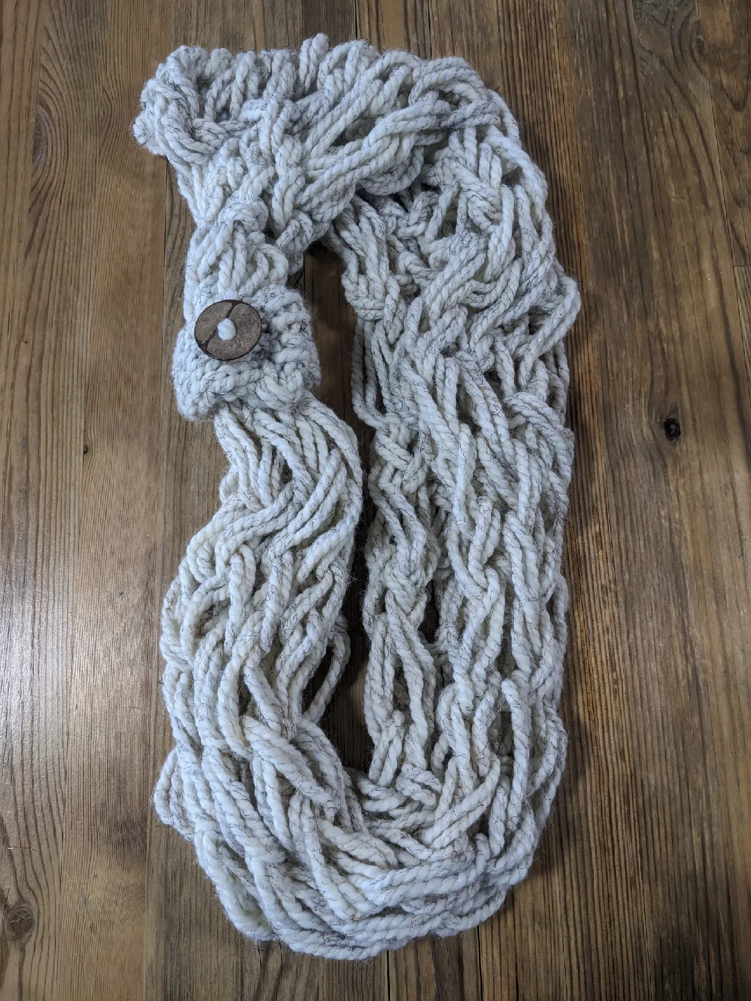Handmade Chunky Knit Infinity Scarf - Cream thumbnail