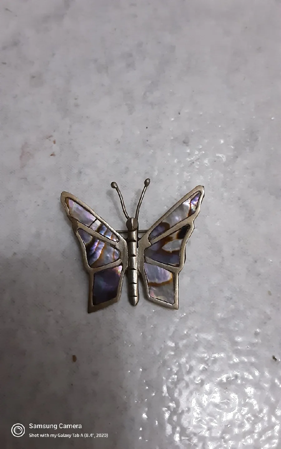 Butterfly Brooch with Abalone Inlay  SILVER 100% thumbnail