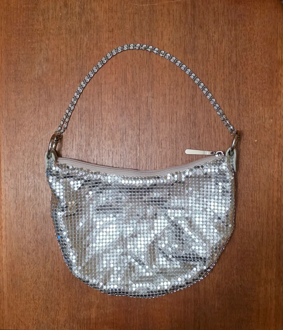 ALDO Silver Metallic Chain Bag thumbnail