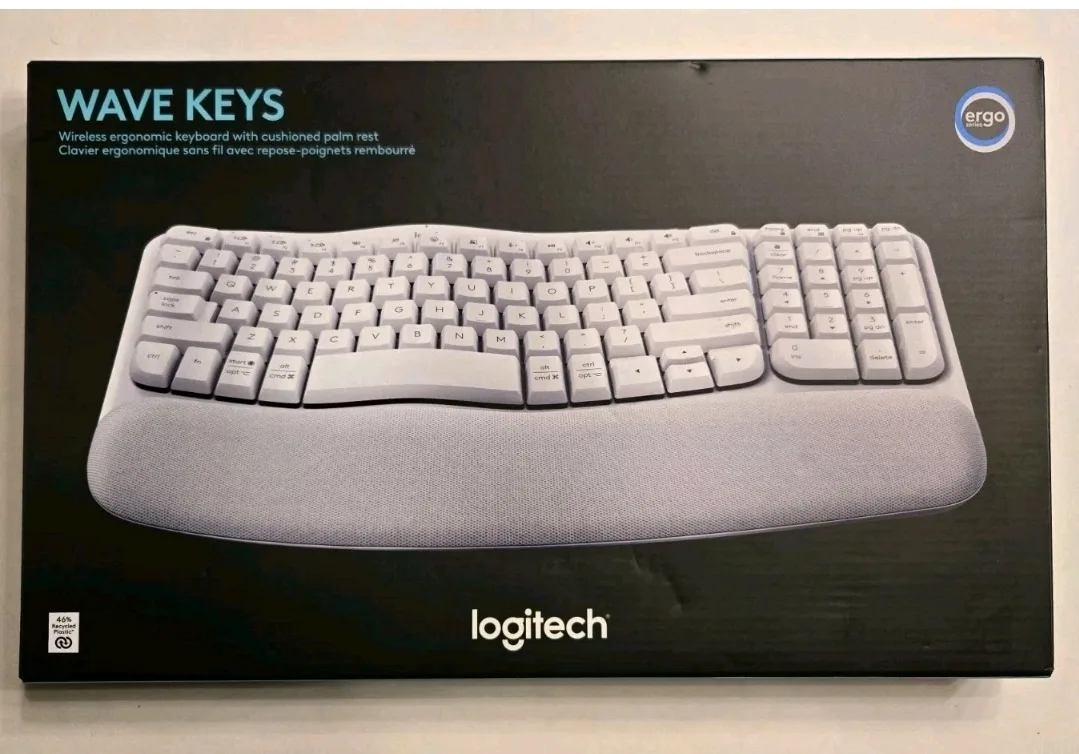 Logitech Wave Keys Wireless Ergonomic Keyboard - NEW open box! image indicator(2)