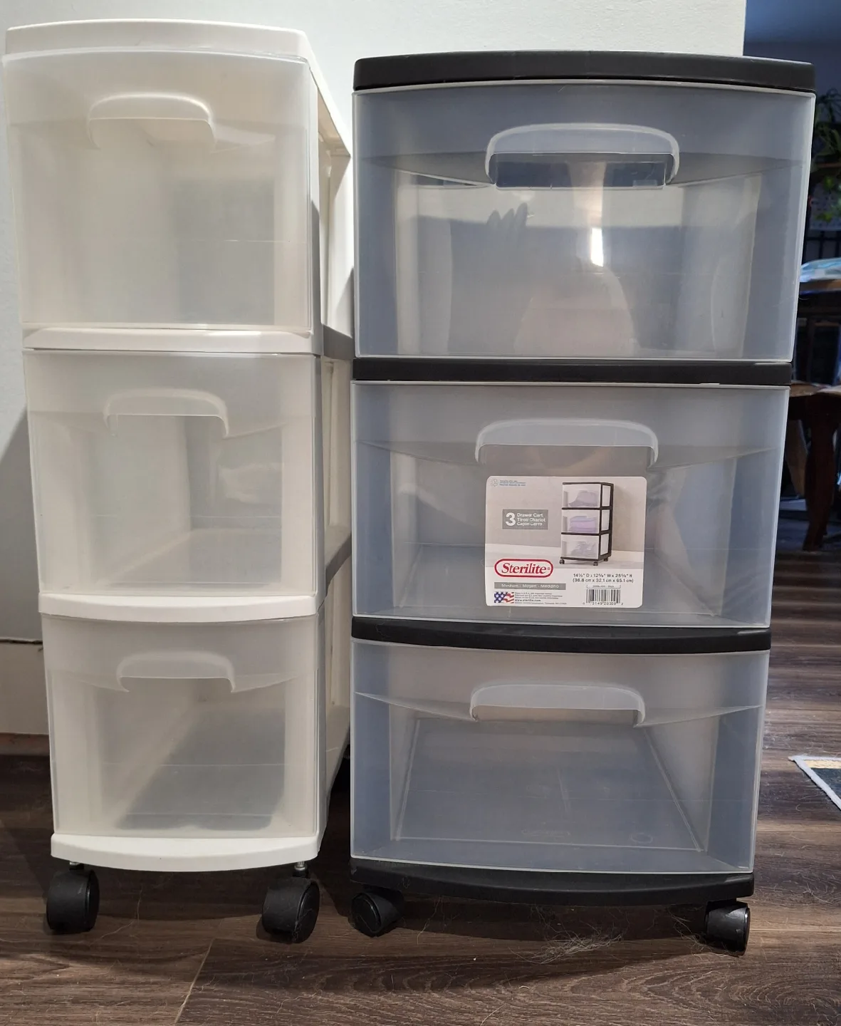 Set of 2 3-Drawer storage - White & Black thumbnail
