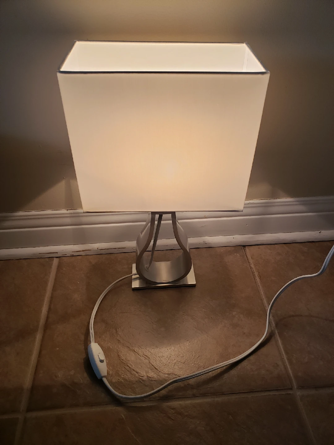 Ikea  Designer Metal Base Table Lamp with White Shade