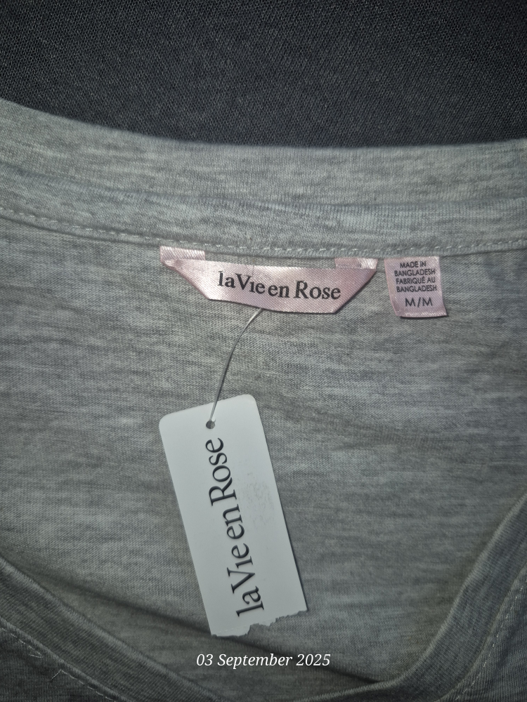 New La Vie en Rose Grey Tee - Size M - photo 3