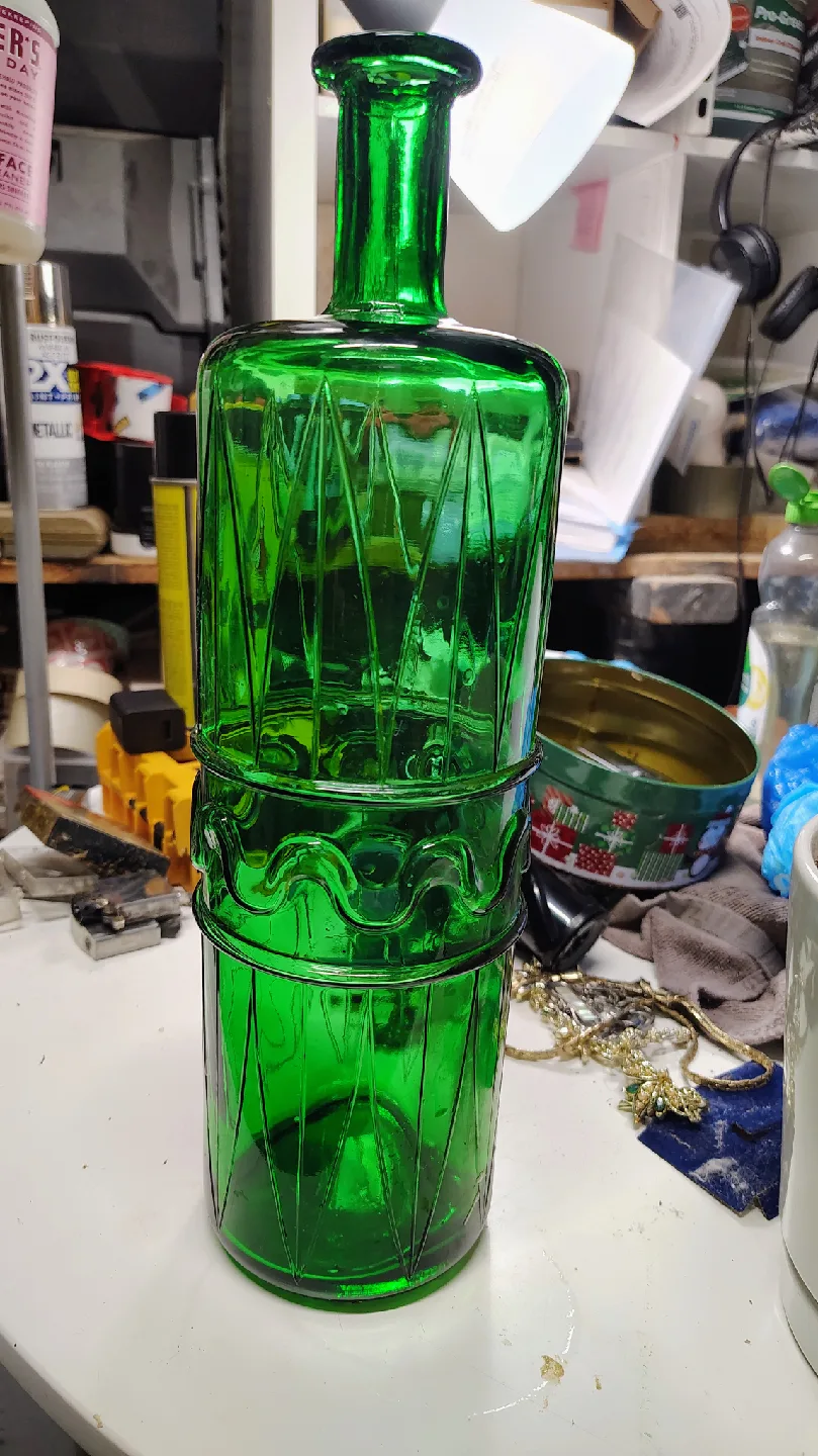 Vintage Green Glass Bottle Decanter thumbnail