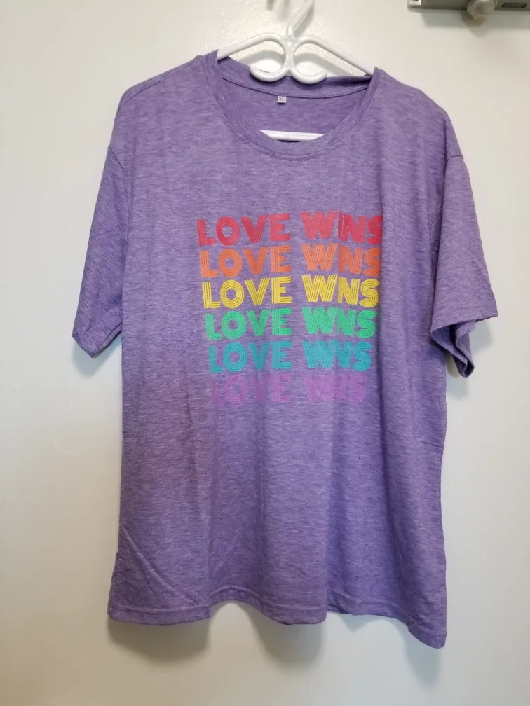 Purple 'Love Wins' T-shirt thumbnail