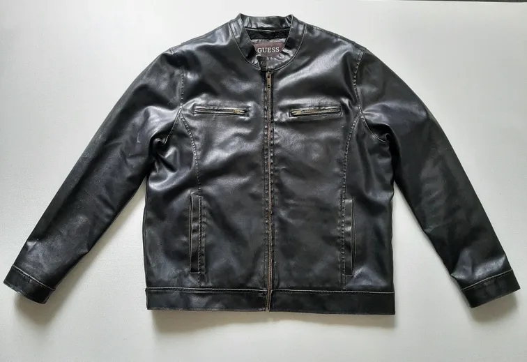 Guess Black Faux Leather Jacket thumbnail