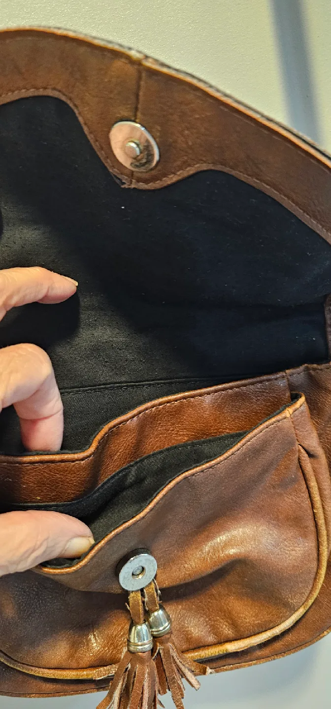 Mango Brown Leather Shoulder Bag image indicator(3)