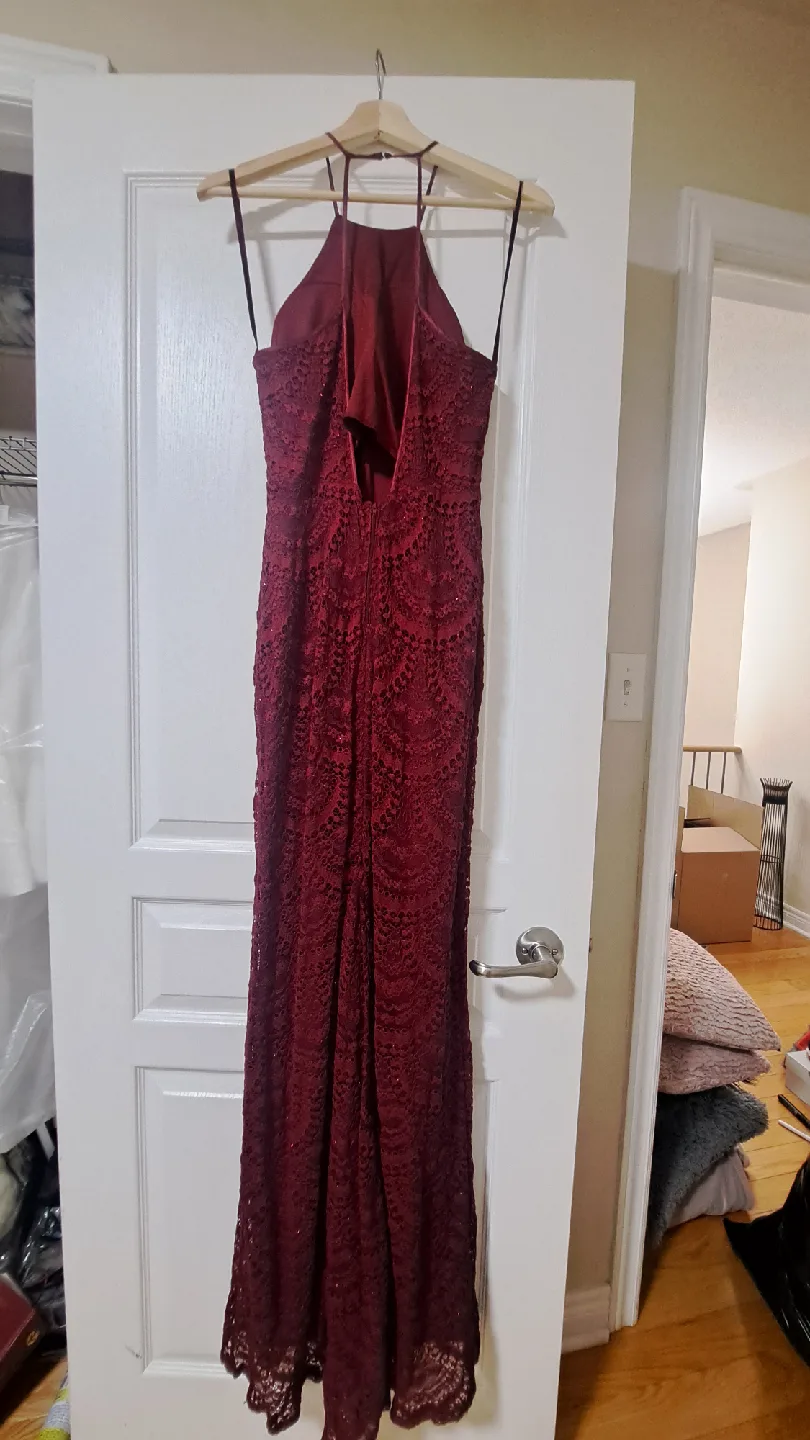 My Michelle Burgundy Lace Maxi Dress - Size 13 image indicator(2)