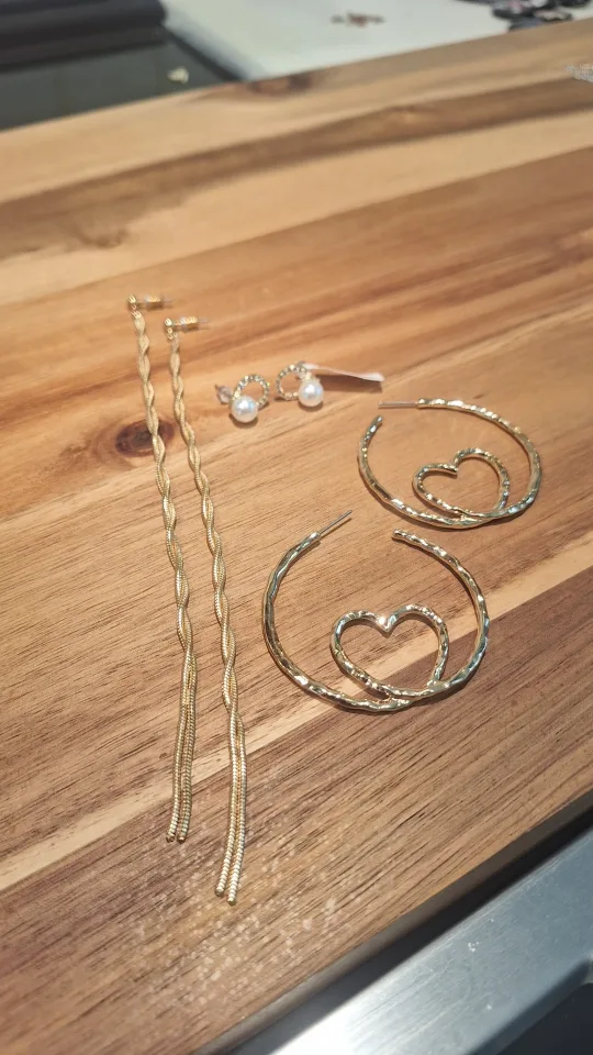 Gold Tone Earrings - 3 Pairs thumbnail