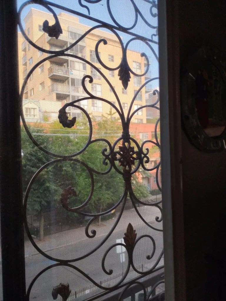 antique wrought iron window grate thumbnail