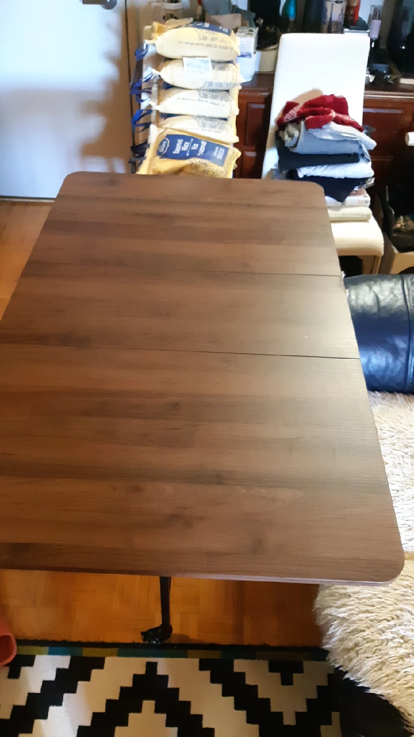 Drop Leaf Folding Dining Table lockable wheels, Brown - photo 2