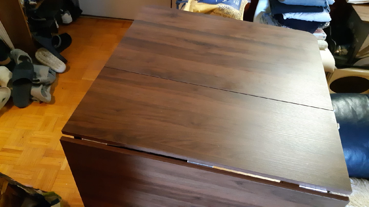 Drop Leaf Folding Dining Table lockable wheels, Brown - photo 3
