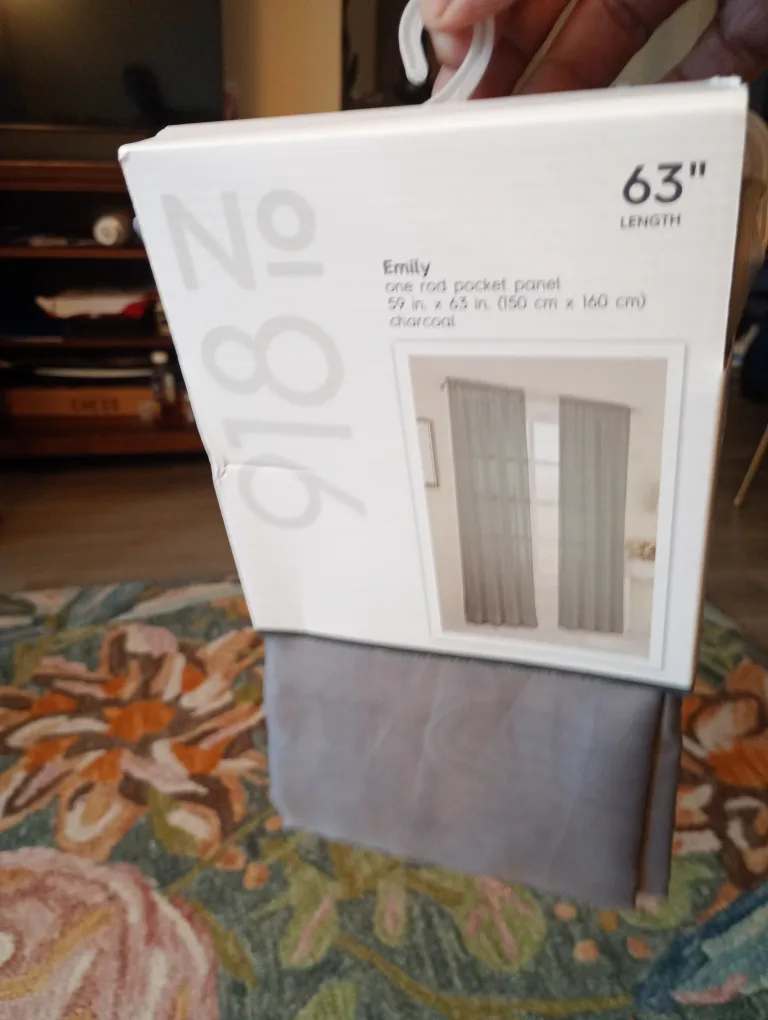 No. 918 Emily Charcoal Curtain Panel 63" image indicator(3)