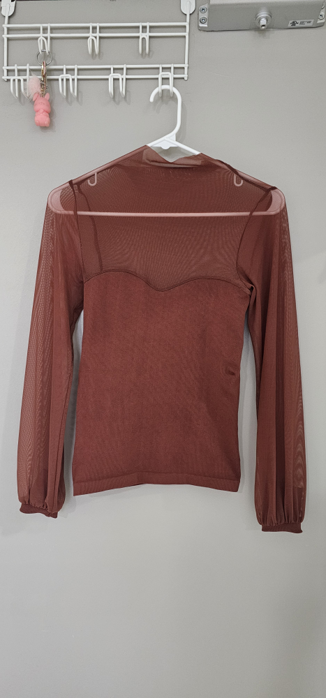 Long Sleeve Mesh Top - Size Small