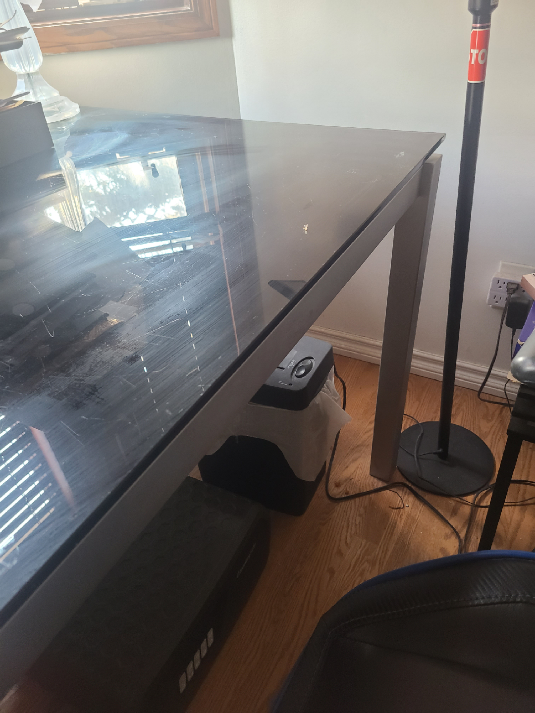 Large Black Glass Top Dining Table - photo 2