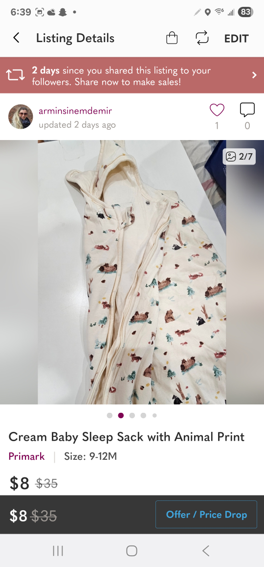 Primark Cream Baby Sleep Sack 9-12M 🥕 - photo 2