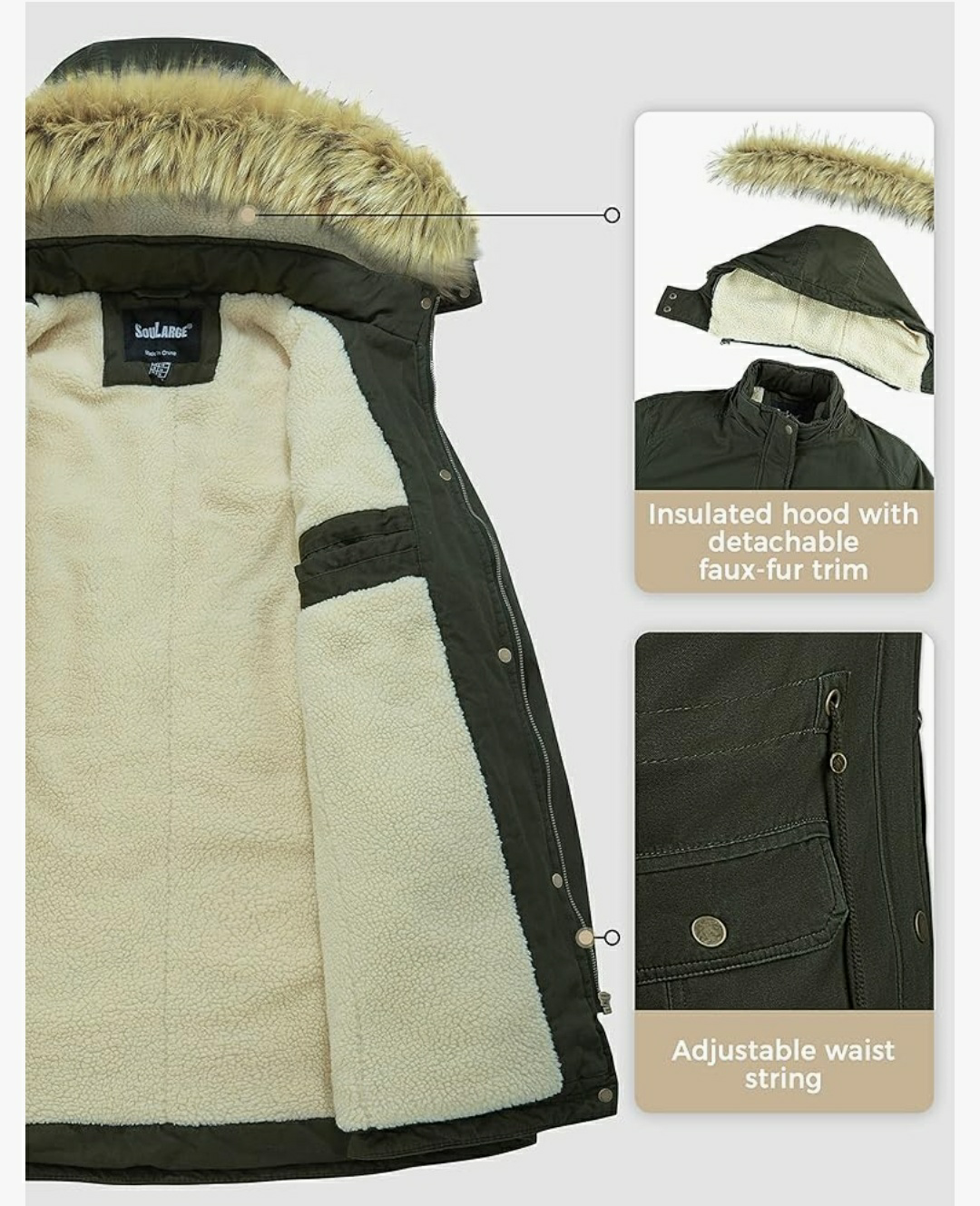 New Soularge 4X Olive Green Winter jacket - photo 5