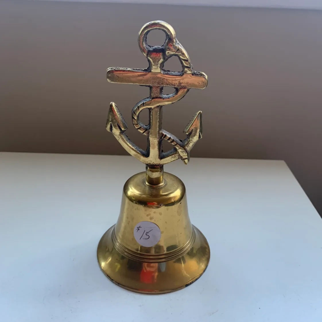 Antique Brass anchor bell thumbnail