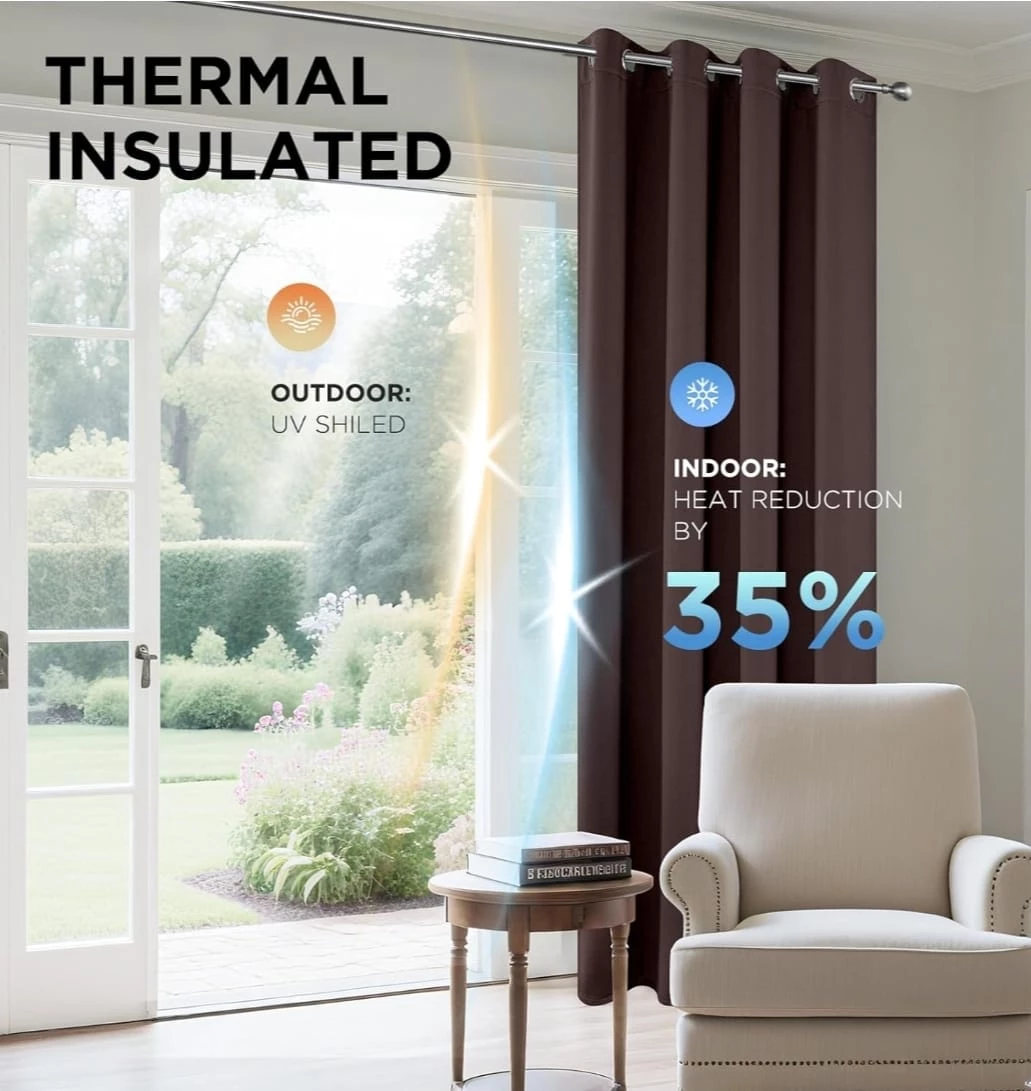 Brown Blackout Curtains - Thermal Insulated - photo 5