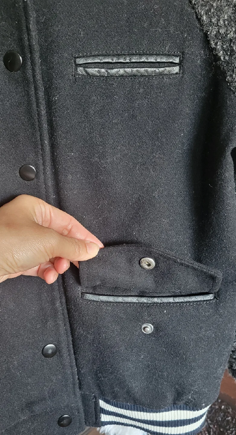 Black Wool Blend Varsity Jacket Size S image indicator(3)