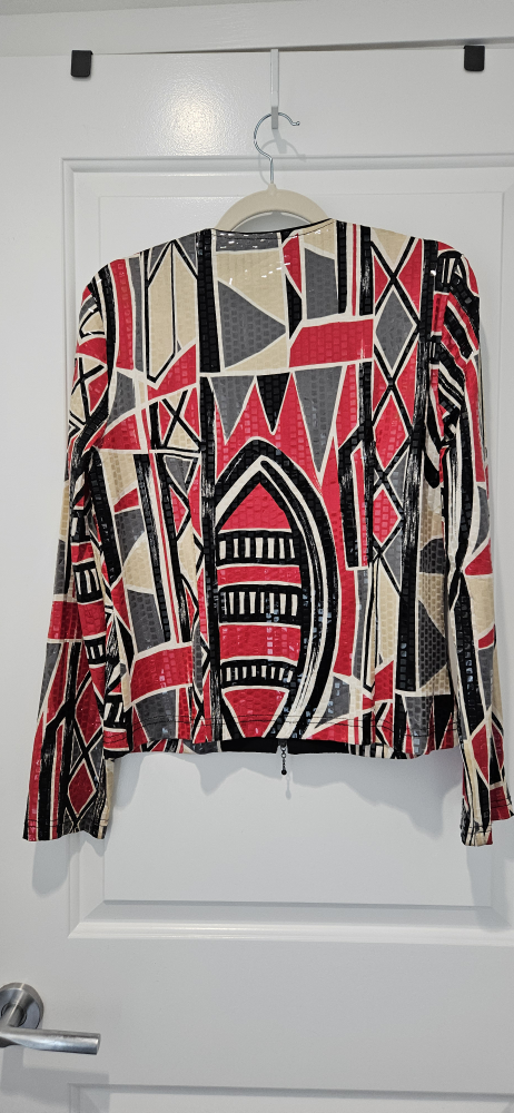 Geometric Multi-coloured Sequined Top, Size Medium - photo 2