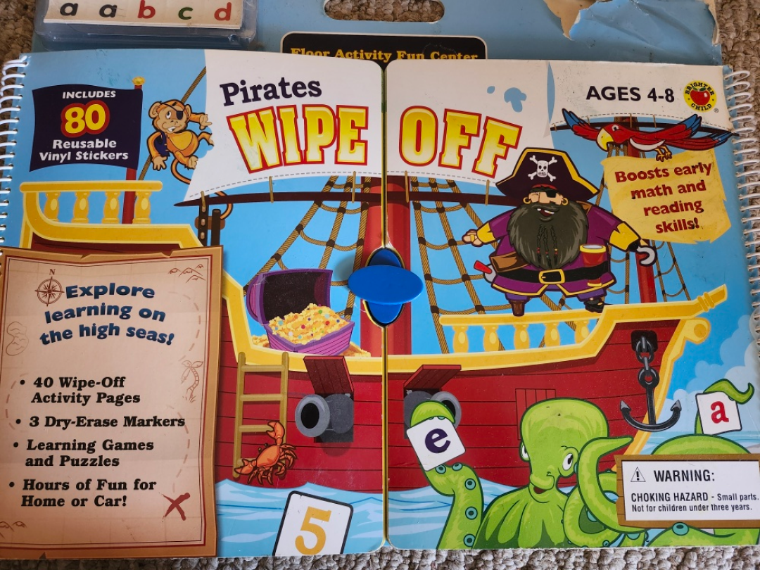 Pirates Wipe Off Activity Fun Center, Ages 4-8