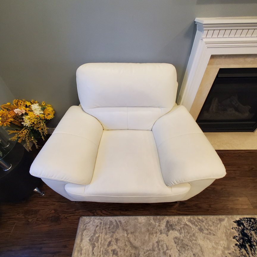 White Leather Sofa & Black Dining Chairs - photo 3