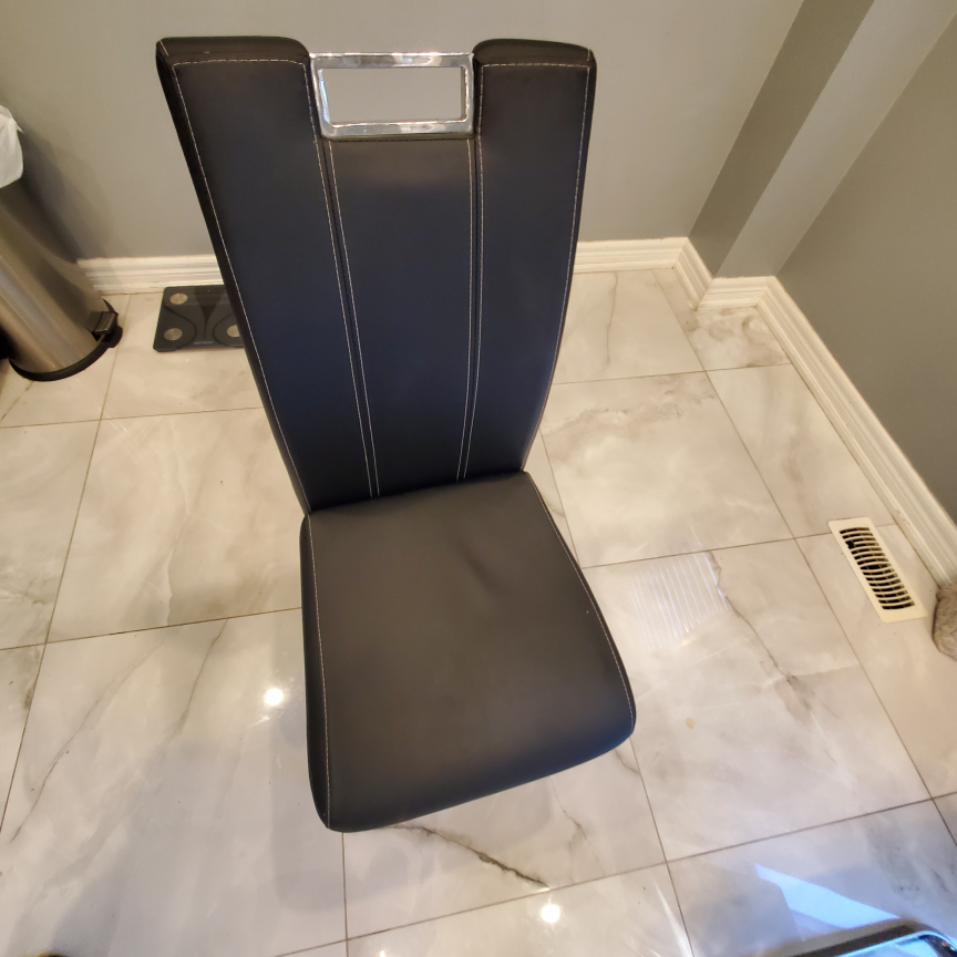 White Leather Sofa & Black Dining Chairs - photo 5